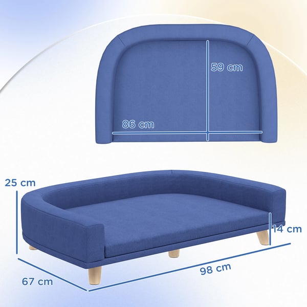 Hundeseng hundesofa kæledyrssofa, eukalyptustræ, 98 x 67 x 25 cm, blå
