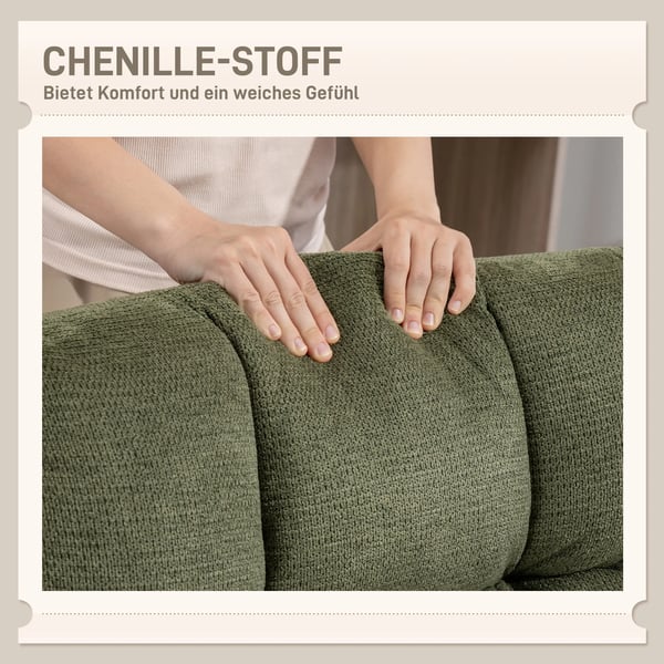 Snurrbar fåtölj, loungefåtölj med bred sittyta, vattenavvisande chenille-look, korsade stålben, grön