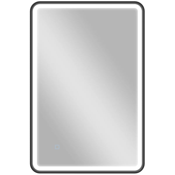 Svart LED-badrumsspegel 90x60 cm, dimbar med 3 färgtemperaturer, anti-dim, IP44, härdat glas