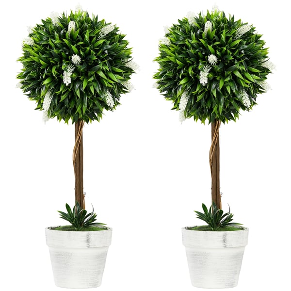 Konstgjord Lavendel, 2-pack, 60 cm Konstväxt i Vit Plast, Realistisk Blomdekoration