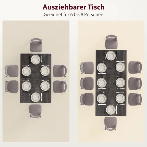 Utdragbart matbord grått MDF 6-8 personer, köksbord, 160x75x77 cm