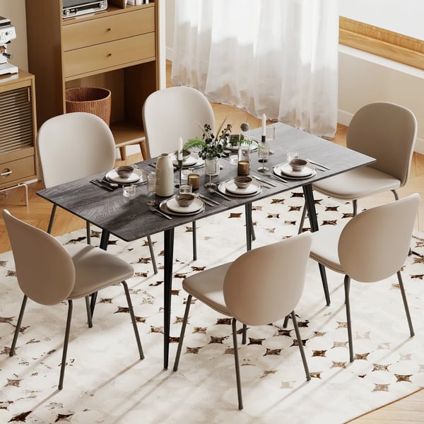 Utdragbart matbord grått MDF 6-8 personer, köksbord, 160x75x77 cm