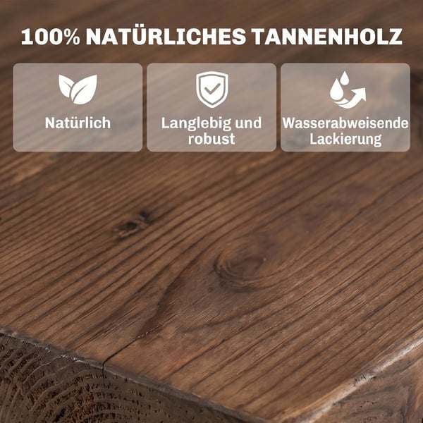 havebord, massivt træ, altanbord, træbord, hjulformet, vejrbestandig, natur, 113 x B60 x H65 cm