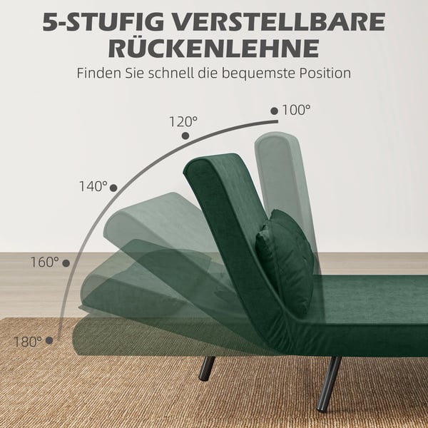 Bäddsoffa 2-sits sammetssoffa, bäddfunktion, inkl. 2 kuddar, sammetslook, natur + grön