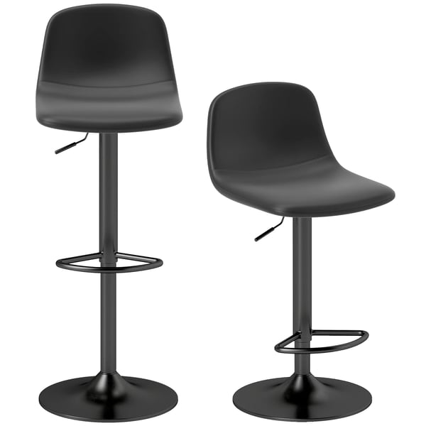 Barstole (2 stk.) - Hjdejusterbar, Drejbar, Kunstlder/Stl, Sort