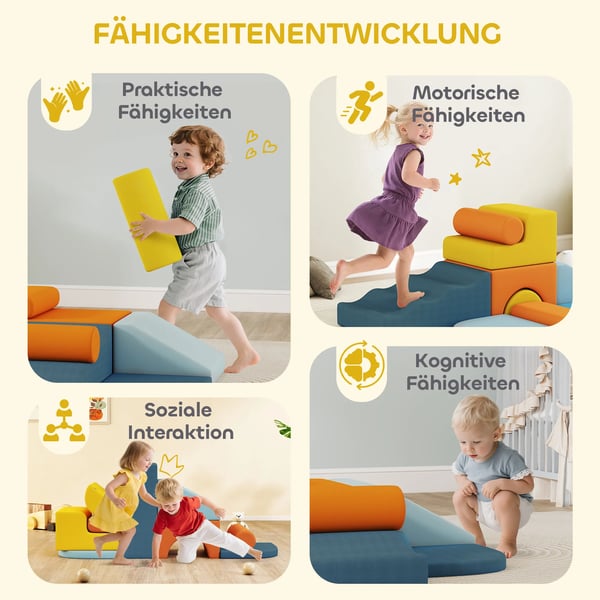 9-osainen pehmeä rakennuspalikkasetti, pehmeät palikat rakentamiseen ja leikkiin, sisäleikkisetti taaperoille, vaahtomuovi, monivärinen