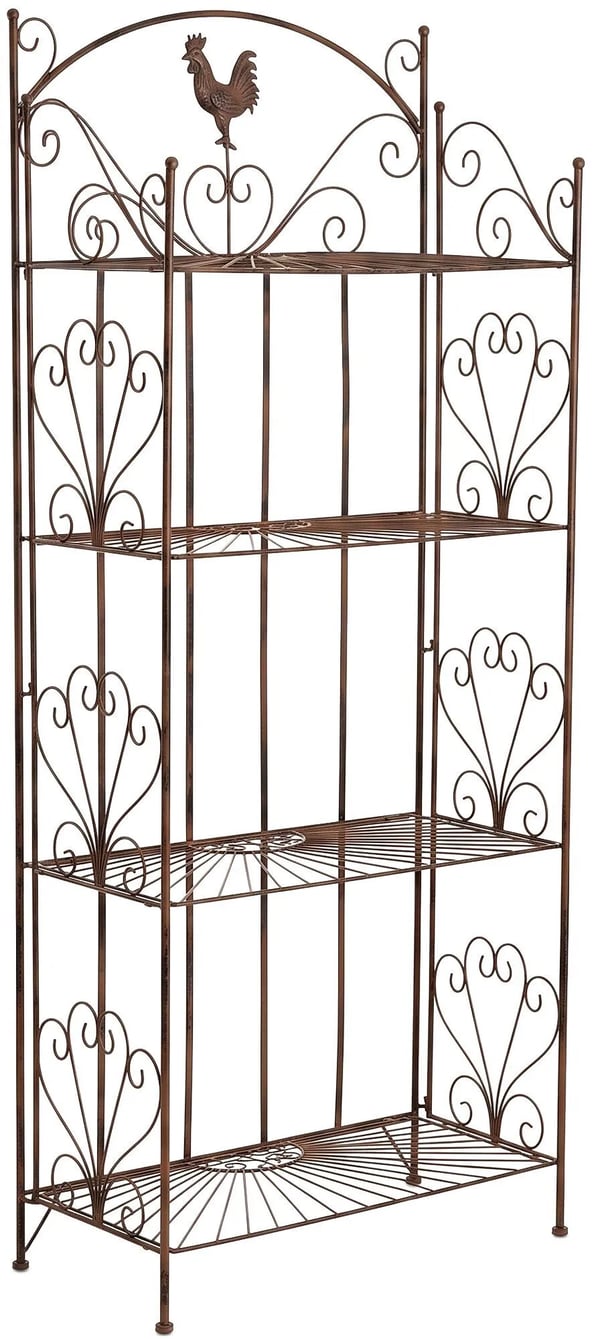 Mia Sammenklappelig Metal Gulvhylde, Antik Brun - 4-lags Dekorativ Stående Organizer Mia Sammenklappelig Metal Gulvhylde, Antik Brun - 4-lags Dekorativ Stående Organizer
