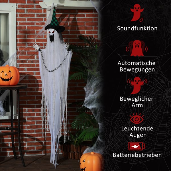 Spöklika Halloween-dekoration, skräckinjagande ylande och rörelse, batteridriven