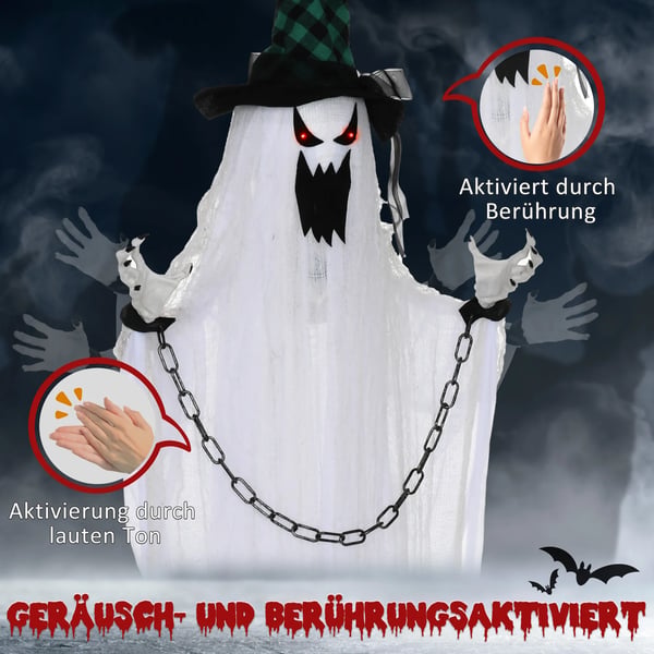 Spöklika Halloween-dekoration, skräckinjagande ylande och rörelse, batteridriven