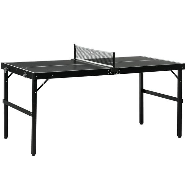 Mini Bordtennisbord i Aluminium og MDF - Sammenklappeligt, Sort - Bordtennis til Indend7ørs Brug, Have, Kontor