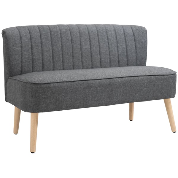 2-istuttava sohva, 117 cm, pellavankuvioitu polyesteriverhoilu, puurunko, harmaa