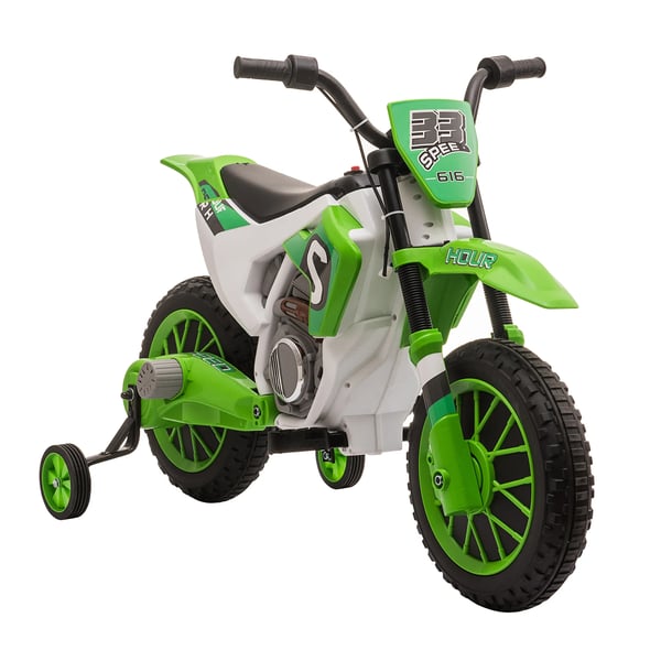 Elektrisk Børnemotorcykel 12V Grøn - PP, Metal m. Støttehjul (3+ år)