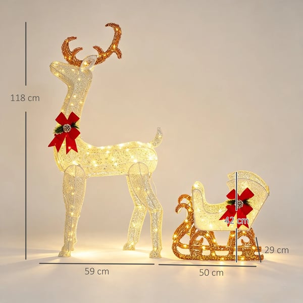 LED poro ja reki joulukoriste 170 valoilla, jouluvalot peura koriste sisätiloihin, ulkona, valkoinen, valkoinen
