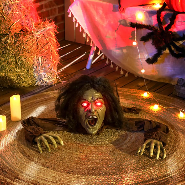 Ryömivä Zombikoriste Halloweeniin, Äänet, Valot, Paristokäyttöinen