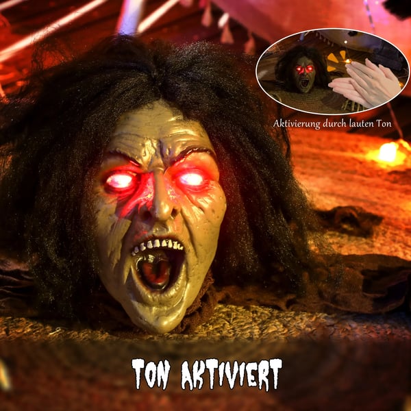 Ryömivä Zombikoriste Halloweeniin, Äänet, Valot, Paristokäyttöinen