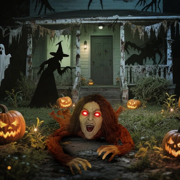 Ryömivä Zombikoriste Halloweeniin, Äänet, Valot, Paristokäyttöinen