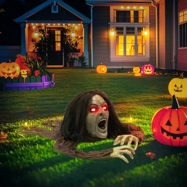 Ryömivä Zombikoriste Halloweeniin, Äänet, Valot, Paristokäyttöinen