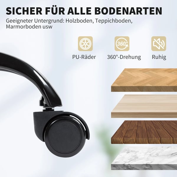 Kontorstol med fodstøtte, justerbart ryglæn, kunstlæder, beige