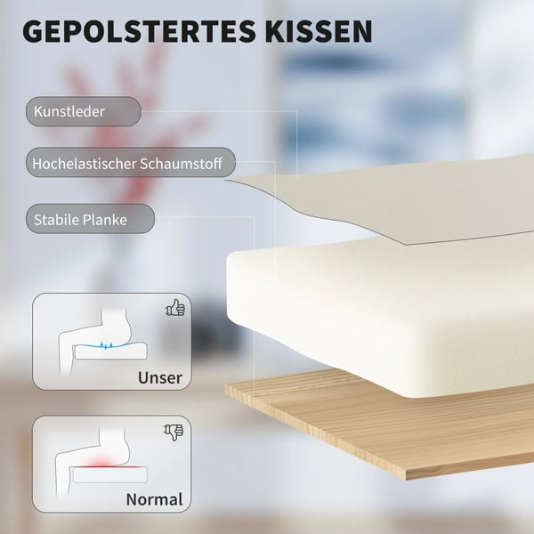 Kontorstol med fodstøtte, justerbart ryglæn, kunstlæder, beige