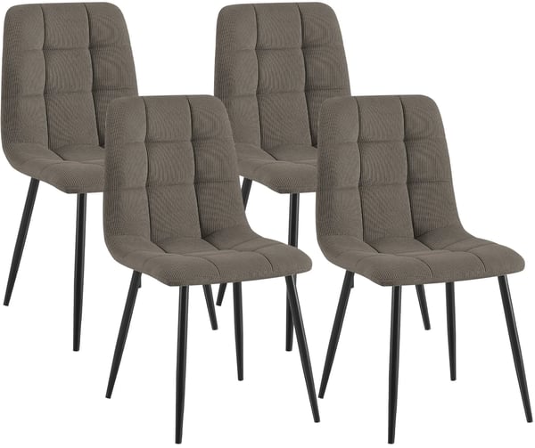 4-delt spisebordsstolssæt Tilde Cord, polstret med metalben, taupe 4-delt spisebordsstolssæt Tilde Cord, polstret med metalben, taupe