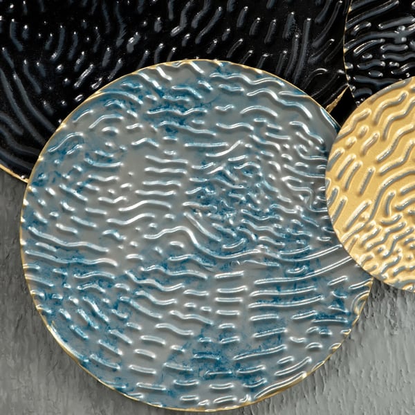 Metallinen seinätaideteos 3D, 121x53cm, Kulta/Sininen/Musta