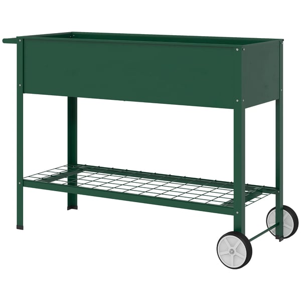 højbed med hjul, urtebed hylde plante-krukke metal til have, altan grøn 109 x 44 x 80 cm højbed med hjul, urtebed hylde plante-krukke metal til have, altan grøn 109 x 44 x 80 cm