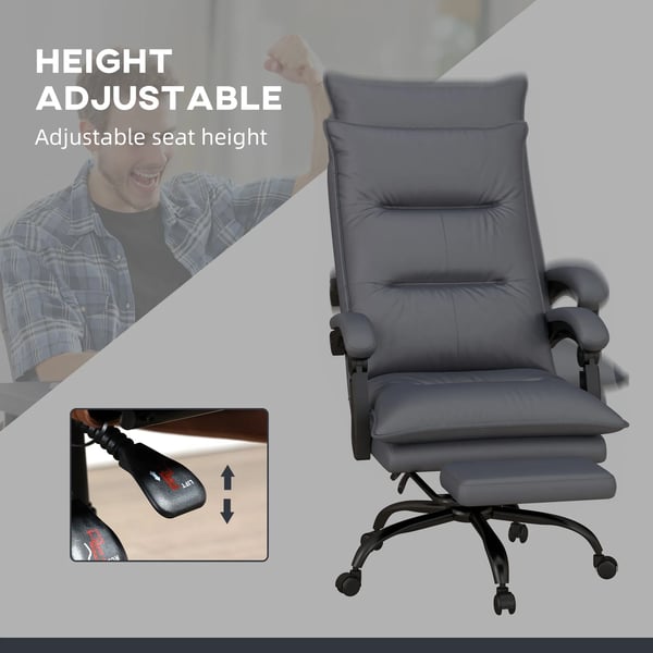 Ergonomisk Kontorsstol med Massage och Värme, Mörkgrå Mikrofiber