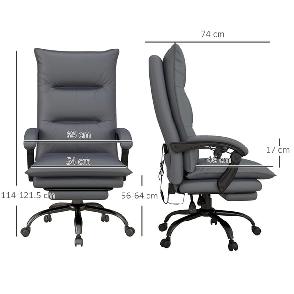 Ergonomisk Kontorsstol med Massage och Värme, Mörkgrå Mikrofiber