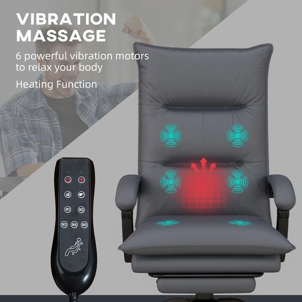 Ergonomisk Kontorsstol med Massage och Värme, Mörkgrå Mikrofiber
