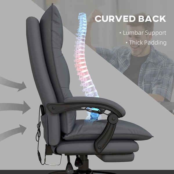 Ergonomisk Kontorsstol med Massage och Värme, Mörkgrå Mikrofiber