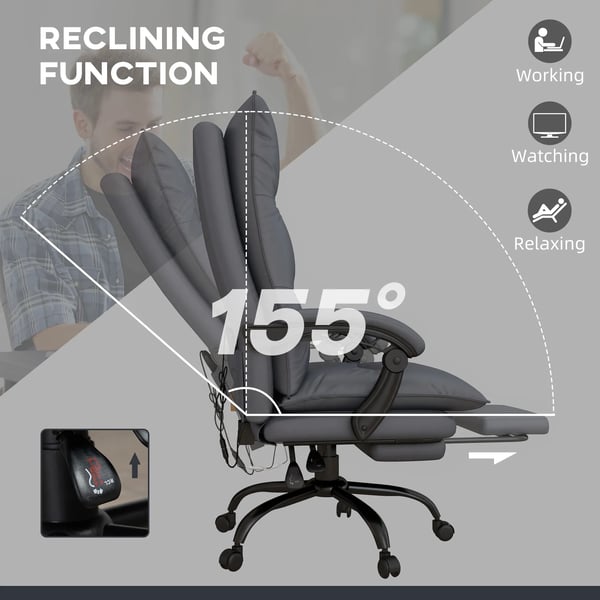 Ergonomisk Kontorsstol med Massage och Värme, Mörkgrå Mikrofiber