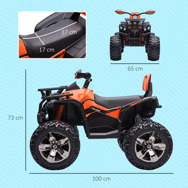 Børne El-Quad 12V 10Ah - Orange. Med MP3, USB, Lys. Til børn 3-5 år. Max 30kg.