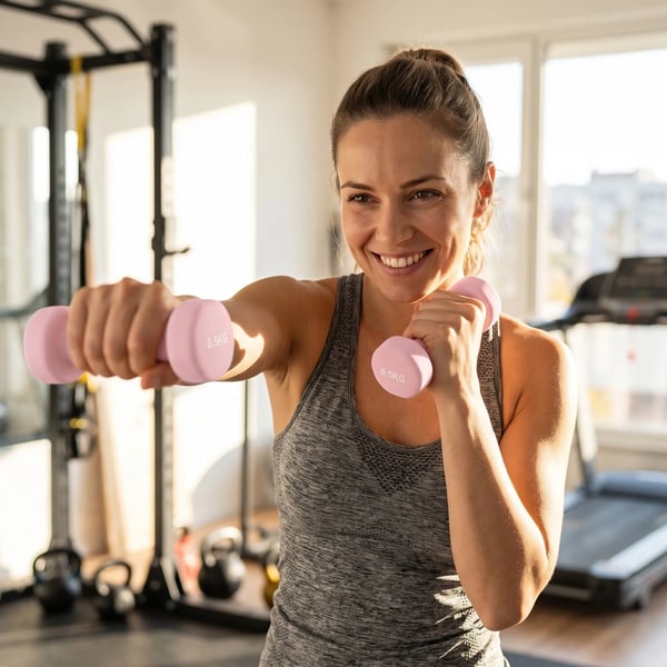 Vægtstangssæt 6-delt Sæt Håndvægte m. Kuffert Rosa+Lilla+Kaffe (0,5 kg, 1 kg, 1,5 kg) Justerbar til Hjemmet Fitnesscenter - Kunststoff