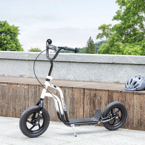 Børneløbecykel - Hvid, Justerbar, Store Hjul, Håndbremse, Stål/Plastik, 5-12 år