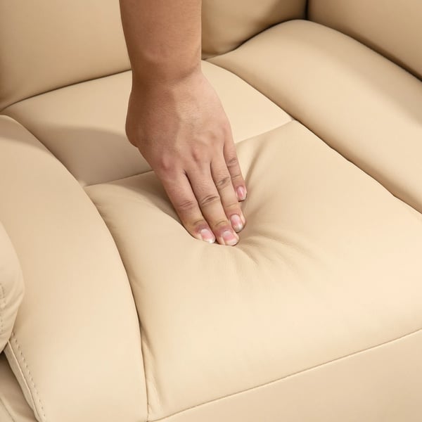 Rento-nojatuoli, makuuasentotoiminto, nahkajäljitelmä, jalkatuki, enintään 150 kg, 78 x 80 x 109 cm, Beige