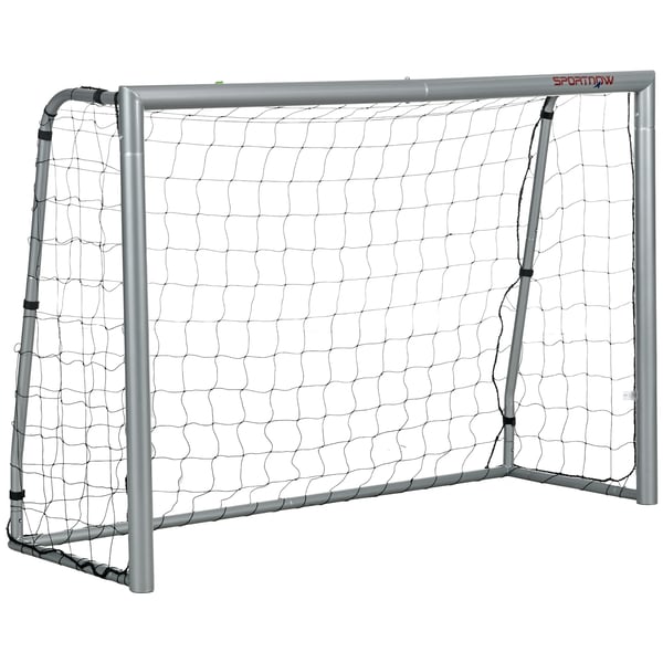Fodboldmål med PE-net, Fodboldmål for Børn og Voksne, 240 x 85 x 160 cm, Stål, PE, til Have, Fodboldtræning, Grå