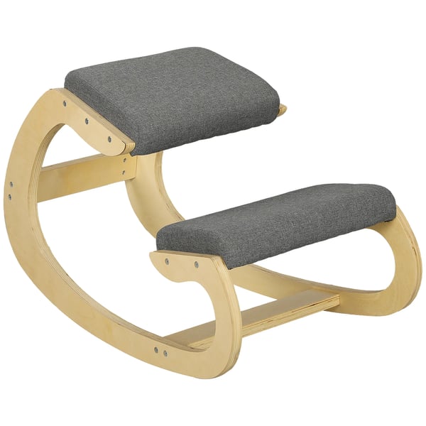 Ergonominen polvituoli, keinutuoli, työtuoli kotitoimistoon, ryhdin parantamiseen, harmaa