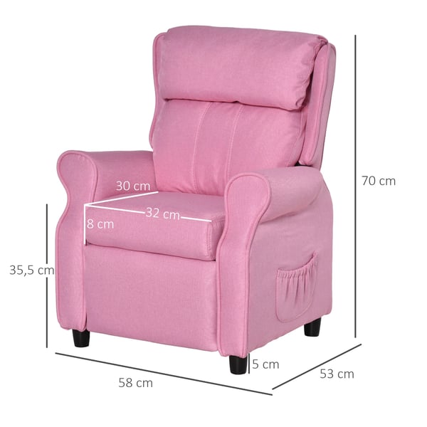 Barnsoffa med Fotstöd, Justerbart Ryggstöd, 3-5 år, Rosa, 58x53x70cm