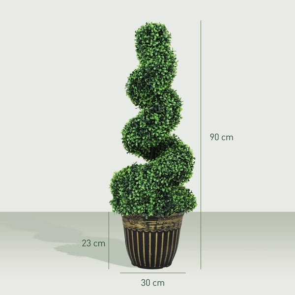 Kunstige Planter 2 stk. Spiral Buxbom (90 cm) - UV-bestandige PE/Stål, Grøn til Indendørs/Udendørs Brug
