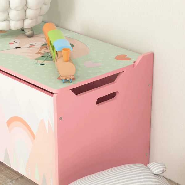 Leksakslåda för barn i MDF, Rosa, 60x37x39 cm