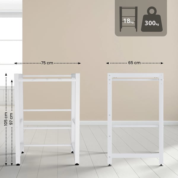 Medina 75 cm hvid metal vaskemaskinehylde - 300 kg kapacitet
