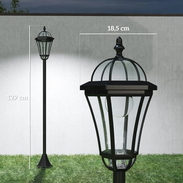 Sæt med 2 Sorte Solar Haverlamper (ABS) - 129 cm Høj, Vandtæt, Automatisk Lys