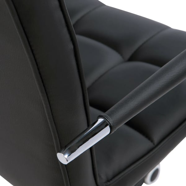 Kontorsstol i PU-läder, Svart - Ergonomisk Skrivbordsstol med Rullhjul 52,5x54x84-99 cm