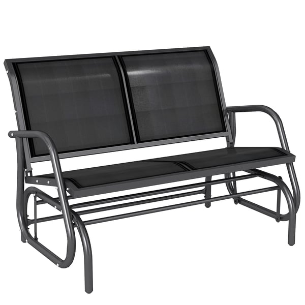 Gyngestol 2-personers havebænk havestol siddebænk parkbænk metal havemøbel sort 120 x 70 x 88 cm