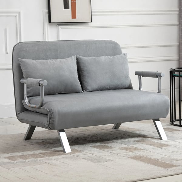 Bäddsoffa Toskiftad, Justerbar & Sovfunktion, Mörkgrå Polyester
