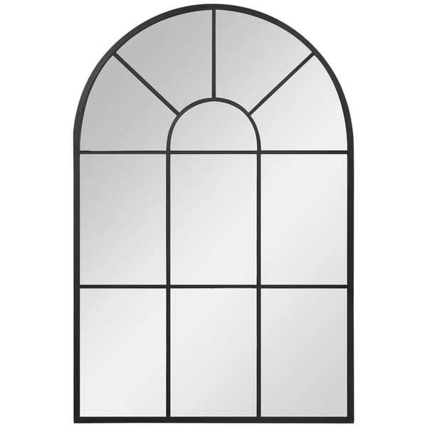 bågformad fönsterspegel 91x60 cm Svart Metall/Glas