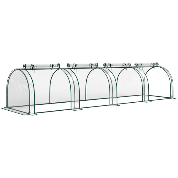 Folietält Växthus med dörr Odlingstält Stativ PVC Transparent 395 x 100 x 80 cm