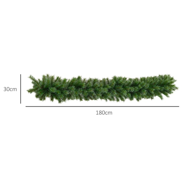 1,8 m kunstigt julekrans blomsterdekoration med 160 spidser jul guirlande gran til trapper kamin gron
