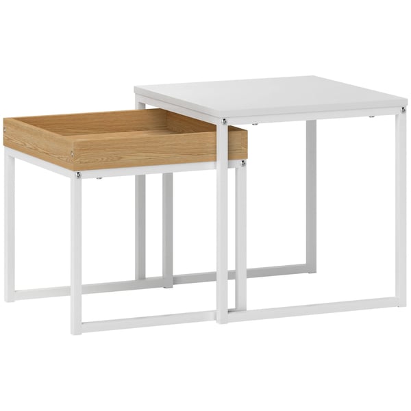 2-delat soffbord vit MDF/stålram 45x45x45cm