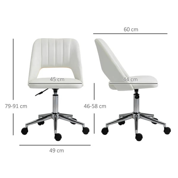 Komfort Kontorstol, Skrivebordsstol, Hjdejusterbar, 49x60x79-91cm, Beige Polyester